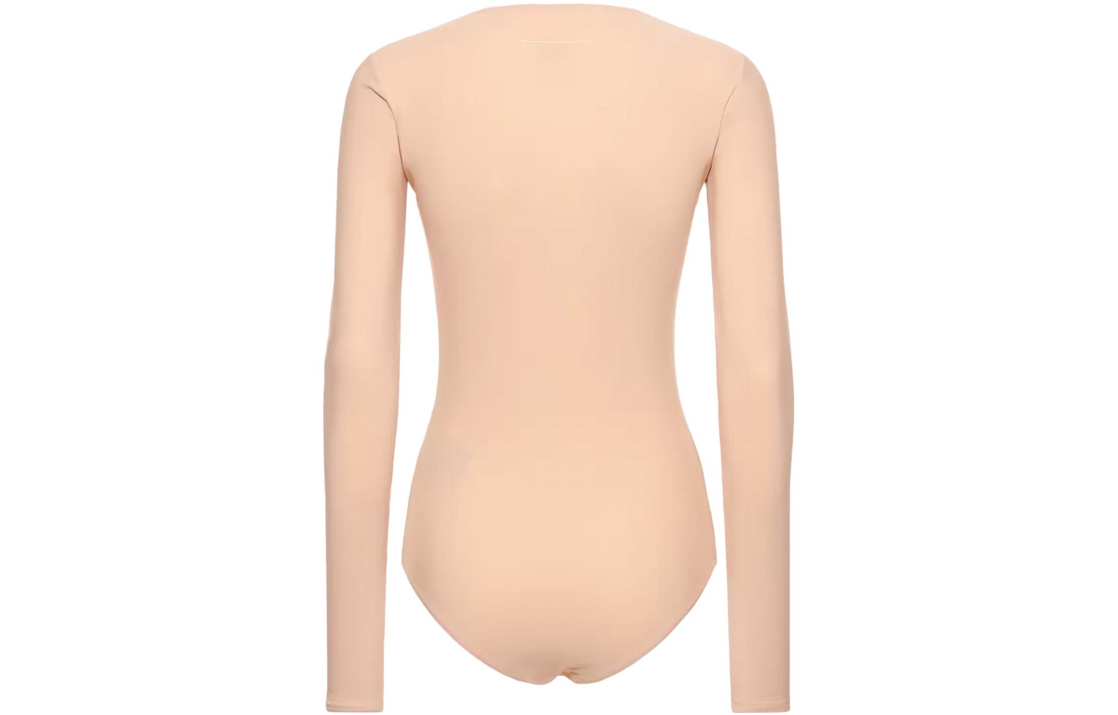 Lookbook (Women) MM6 Maison Margiela FW23  Fitted Beige Long-Sleeve Jumpsuit. S20518S52NA0058121