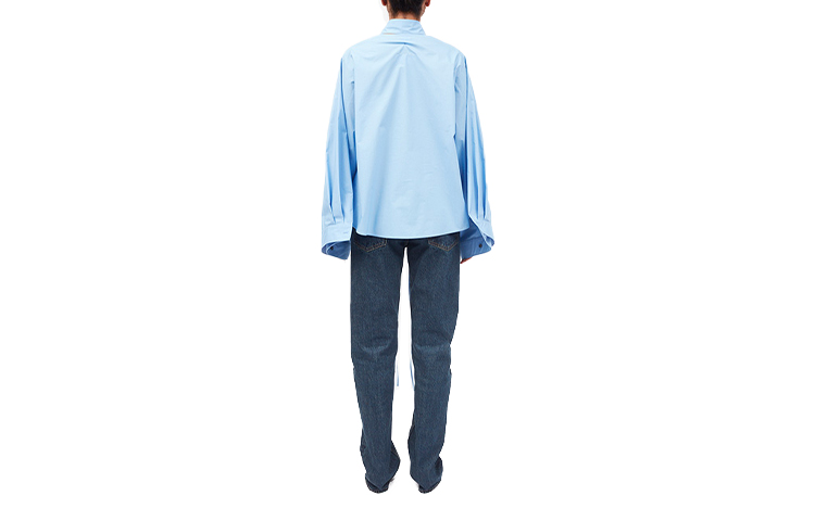 Lookbook (Women) MM6 Maison Margiela FW23  Oversized Pleated Long Sleeve Shirt Blue S62DT0022S47294-471