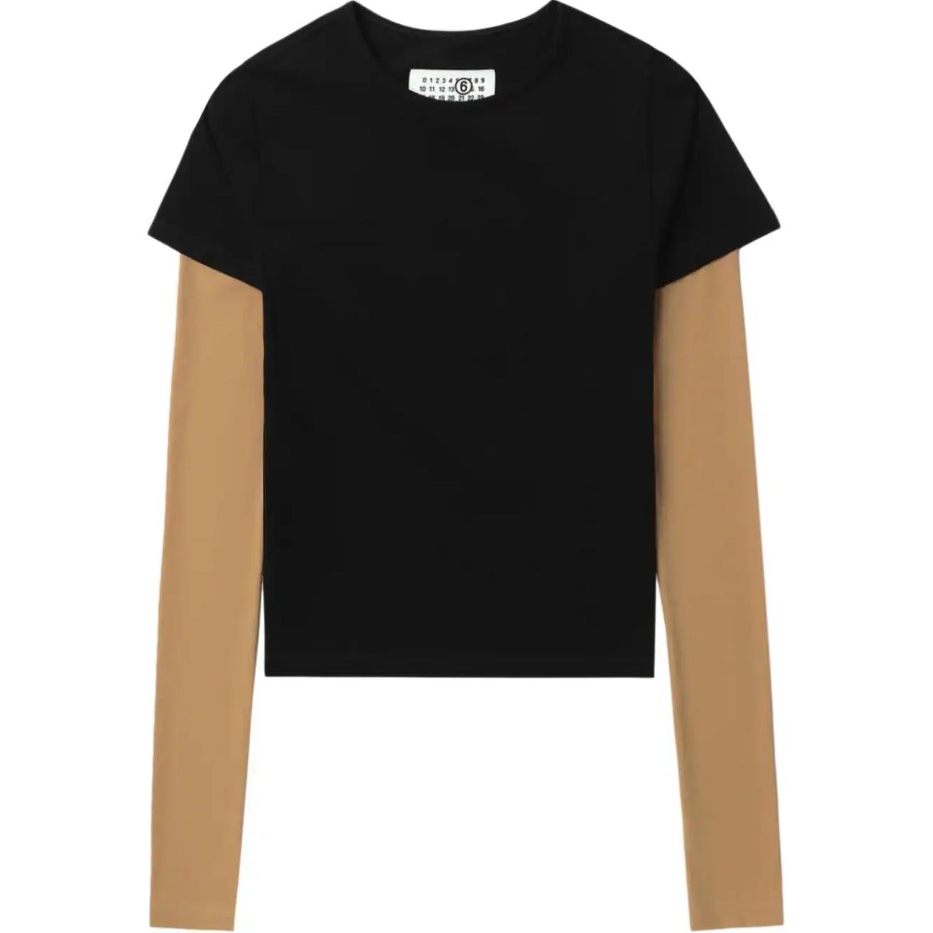 (Women) MM6 Maison Margiela FW24  Black Contrast Long Sleeve Crewneck T-Shirt S52GC0317MTJ008961