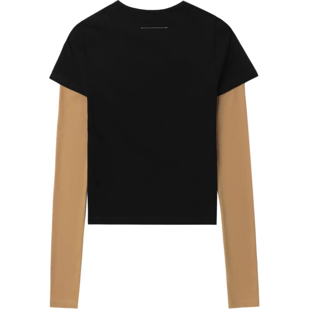 Lookbook (W) MM6 Maison Margiela FW24 Kaos Lengan Panjang Hitam Crewneck Kontras. S52GC0317MTJ008961