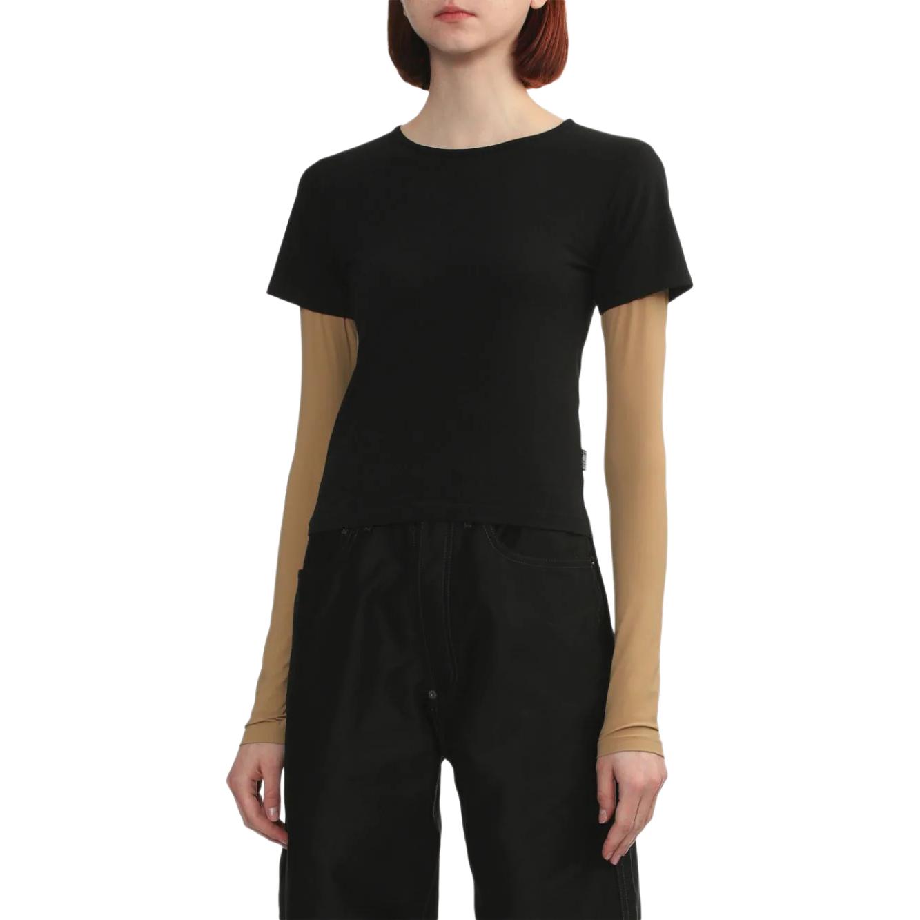 Details for (W) MM6 Maison Margiela FW24 Kaos Lengan Panjang Hitam Crewneck Kontras. S52GC0317MTJ008961