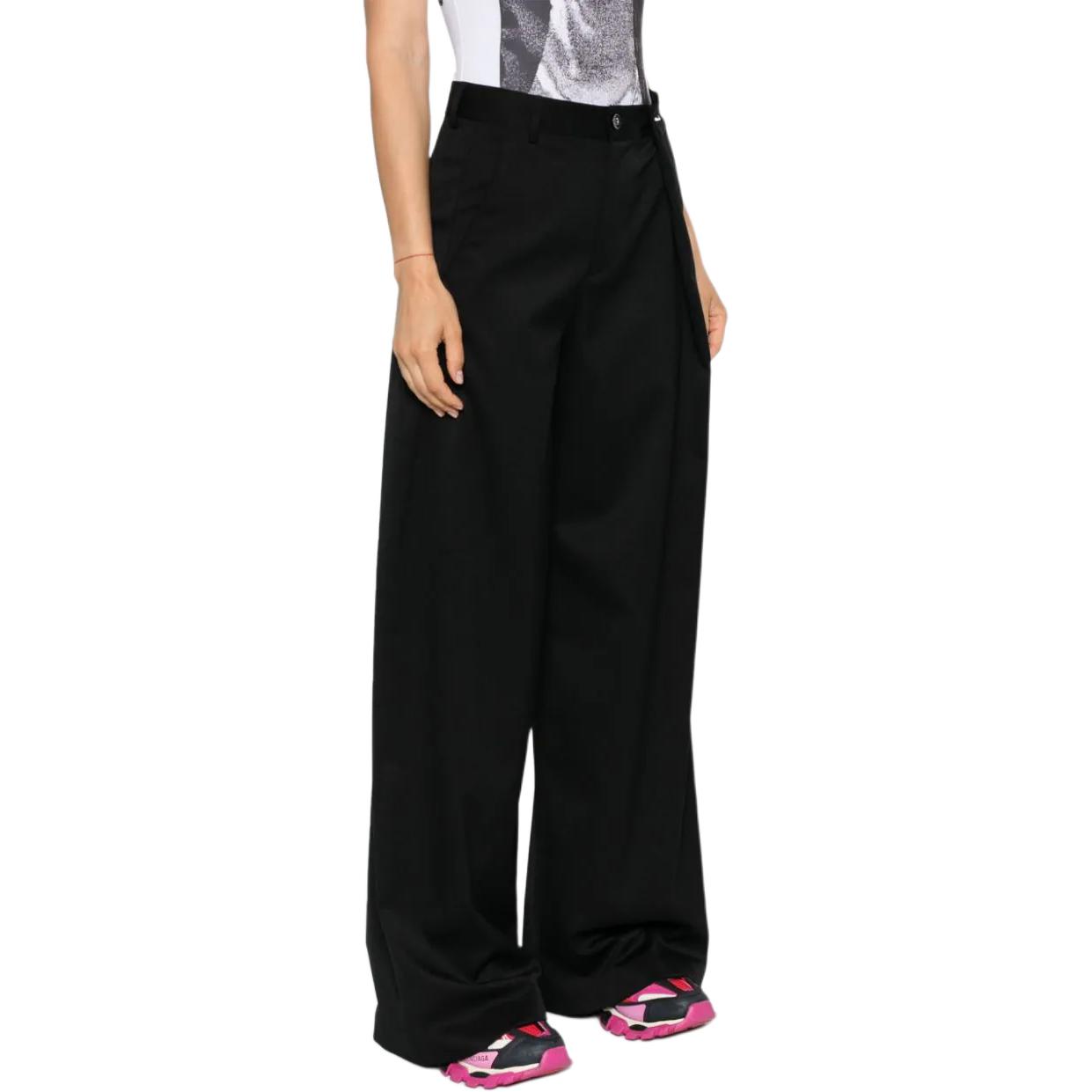 Purchase (W) MM6 Maison Margiela FW24 黑色高腰寬褲褶邊長褲 S52KA0513S47848-BLACK