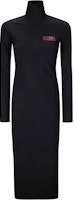 (Women) MM6 Maison Margiela FW24 Black Logo Print High-Neck Midi Dress S62DG0036M20039900 (Women) MM6 Maison Margiela FW24 Black Logo Print High-Neck Midi Dress S62DG0036M20039900