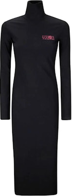 (Women) MM6 Maison Margiela FW24 Black Logo Print High-Neck Midi Dress S62DG0036M20039900 Buy (Women) MM6 Maison Margiela FW24 Black Logo Print High-Neck Midi Dress S62DG0036M20039900