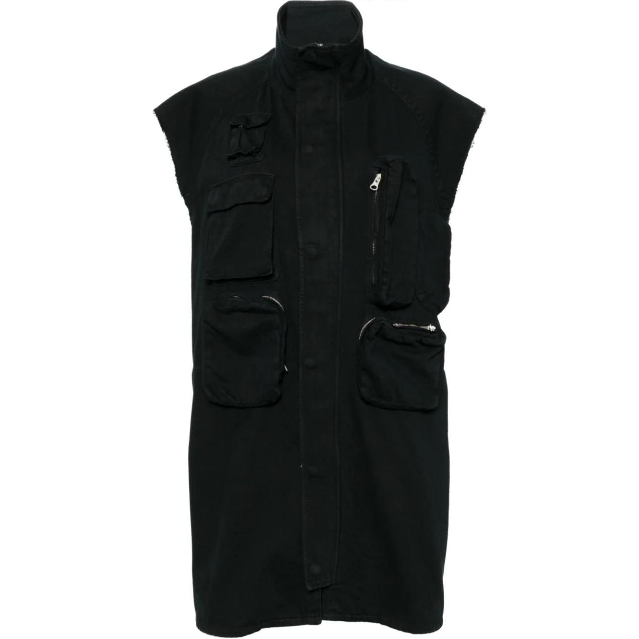 Order (W) MM6 Maison Margiela FW24 黑色Logo拉鍊無袖毛邊背心 S52DD0048S30460-BLACK