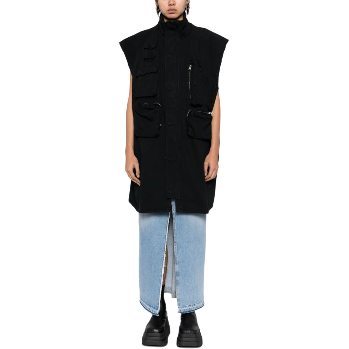 Lookbook (W) MM6 Maison Margiela FW24 黑色Logo拉鍊無袖毛邊背心 S52DD0048S30460-BLACK