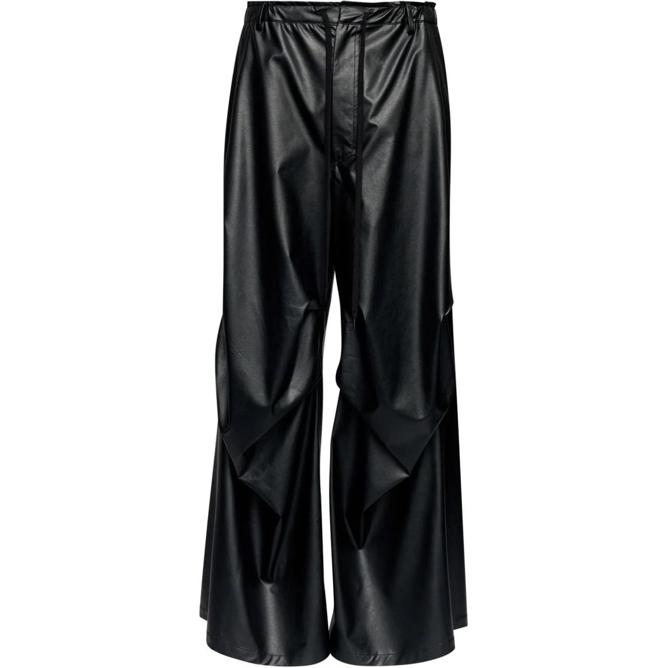 (Women) MM6 Maison Margiela FW24  Black Pleated Wide-Leg Casual Pants. S52KA0510S53057-BLACK