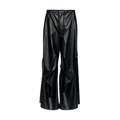 (Women) MM6 Maison Margiela FW24 Black Pleated Wide-Leg Casual Pants. S52KA0510S53057-BLACK