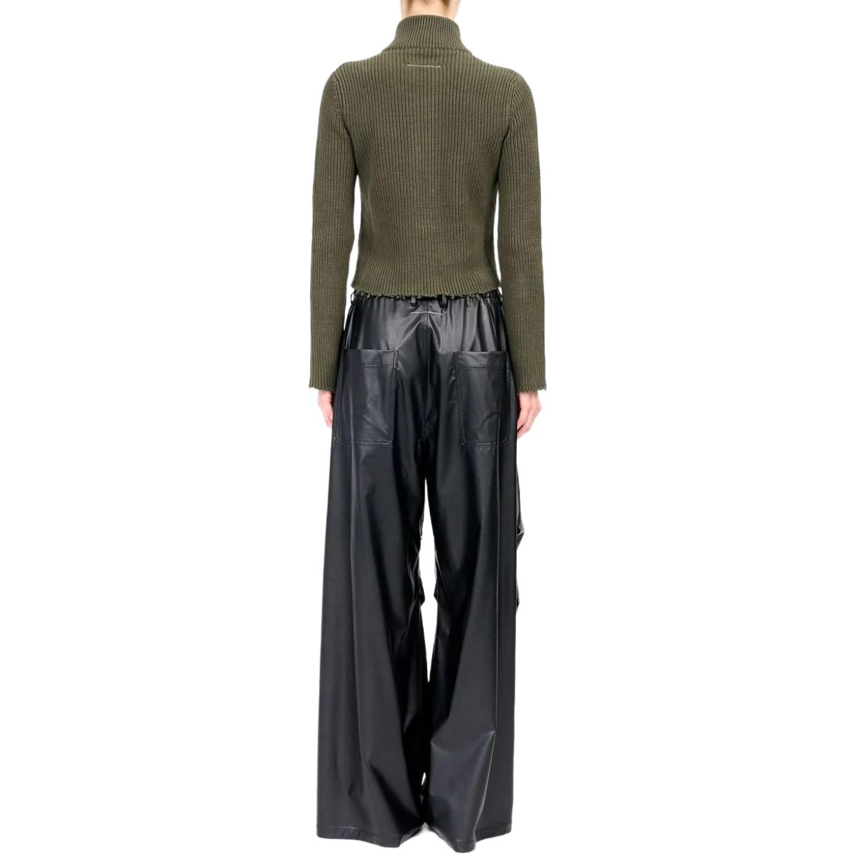 Shop (W) MM6 Maison Margiela FW24 黑色百褶寬腿休閒長褲 S52KA0510S53057-BLACK