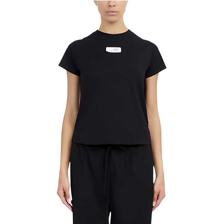 (Women) MM6 Maison Margiela FW24  Black Short Sleeve Tee with Numerical Logo. S52GC0327S24312-900