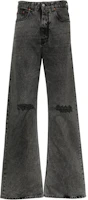 Order (W) MM6 Maison Margiela FW24 黑色直筒破損補丁牛仔褲 S52LA0242M35149-BLACK