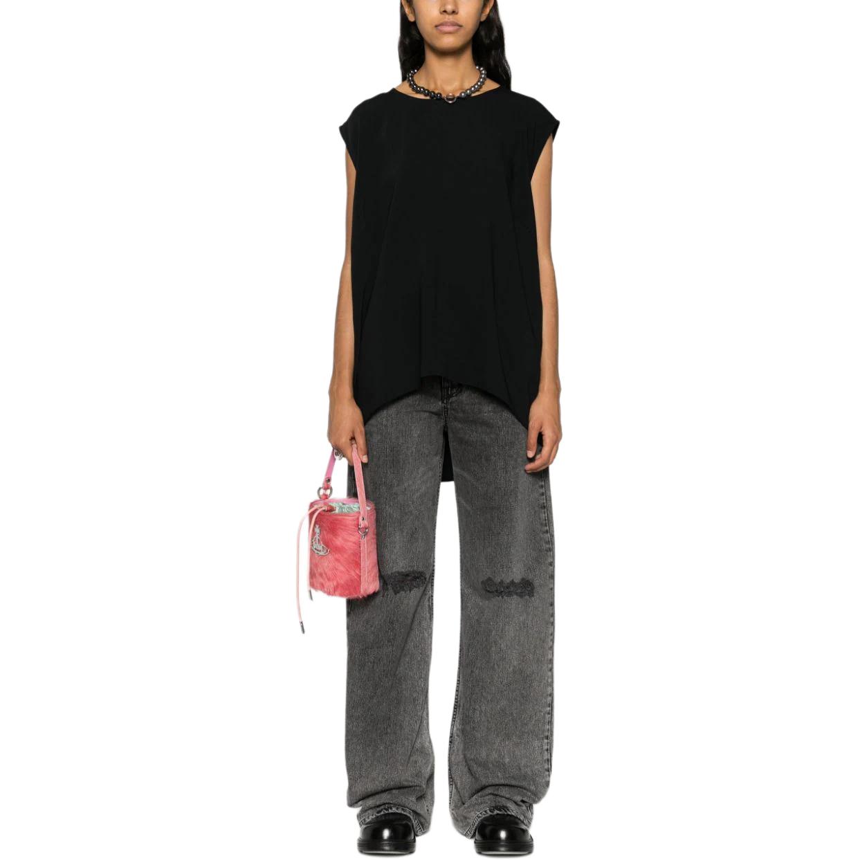 Lookbook (W) MM6 메종 마르지엘라 FW24 블랙 스트레이트 컷 패치 디스트레스드 진 S52LA0242M35149-BLACK