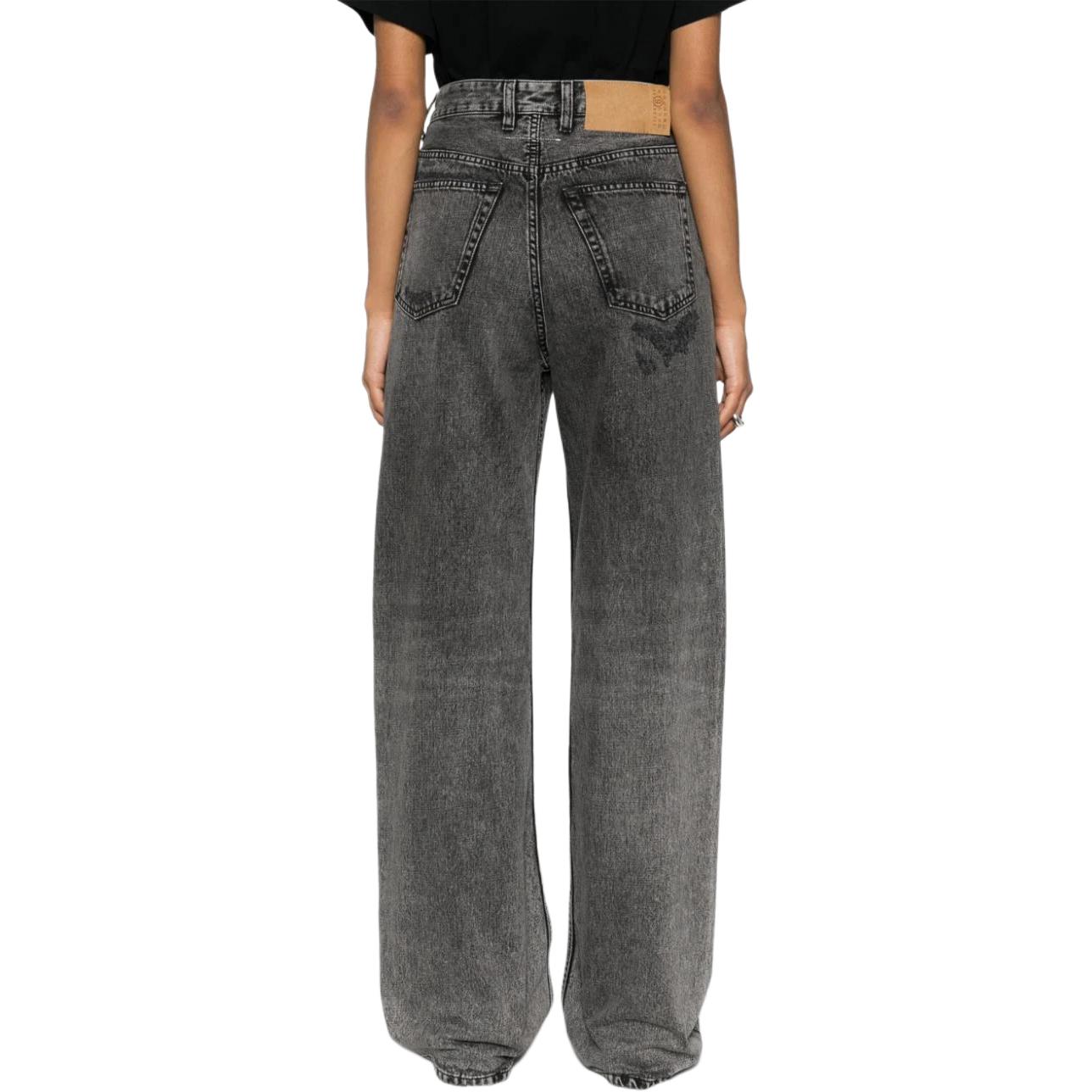 Shop (W) MM6 메종 마르지엘라 FW24 블랙 스트레이트 컷 패치 디스트레스드 진 S52LA0242M35149-BLACK