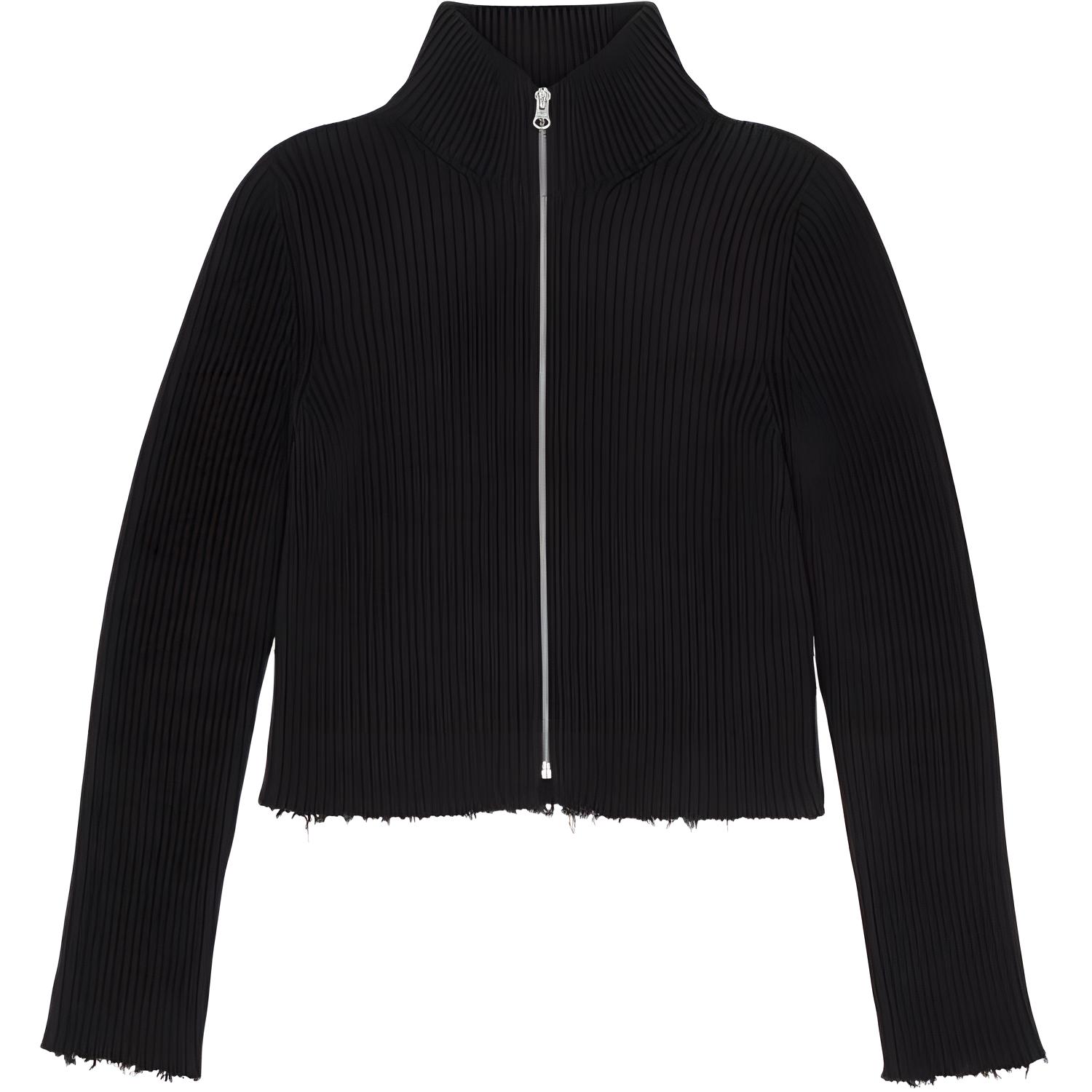 (Women) MM6 Maison Margiela FW24  Fitted Knit Zip Long Sleeve Sweater Black S52AM0297M13039-900