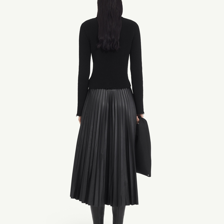 Shop (W) MM6 Maison Margiela FW24 修身長袖拉鍊針織毛衣 黑色 S52AM0297M13039-900