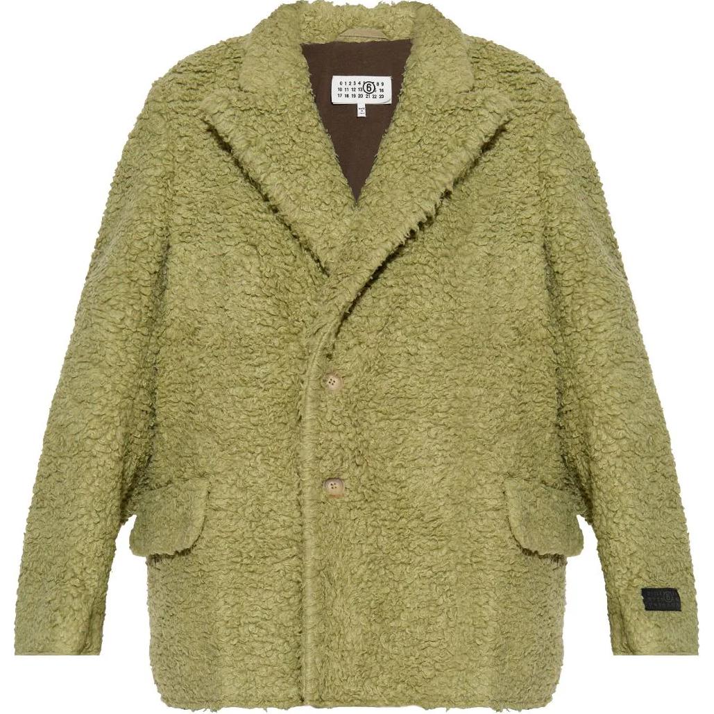 (Women) MM6 Maison Margiela FW24  Green Logo Patch Long Sleeve Jacket. S62BN0101M25010-GREEN