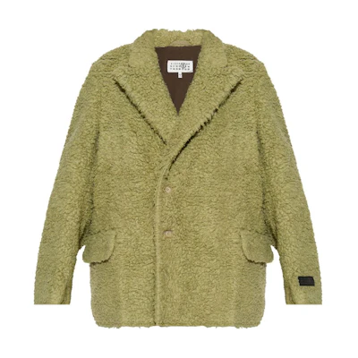 (Women) MM6 Maison Margiela FW24 Green Logo Patch Long Sleeve Jacket. S62BN0101M25010-GREEN