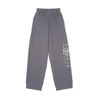 (Women) MM6 Maison Margiela FW24 Grey Logo Print Straight-Leg Casual Pants S52KA0505S25606-860