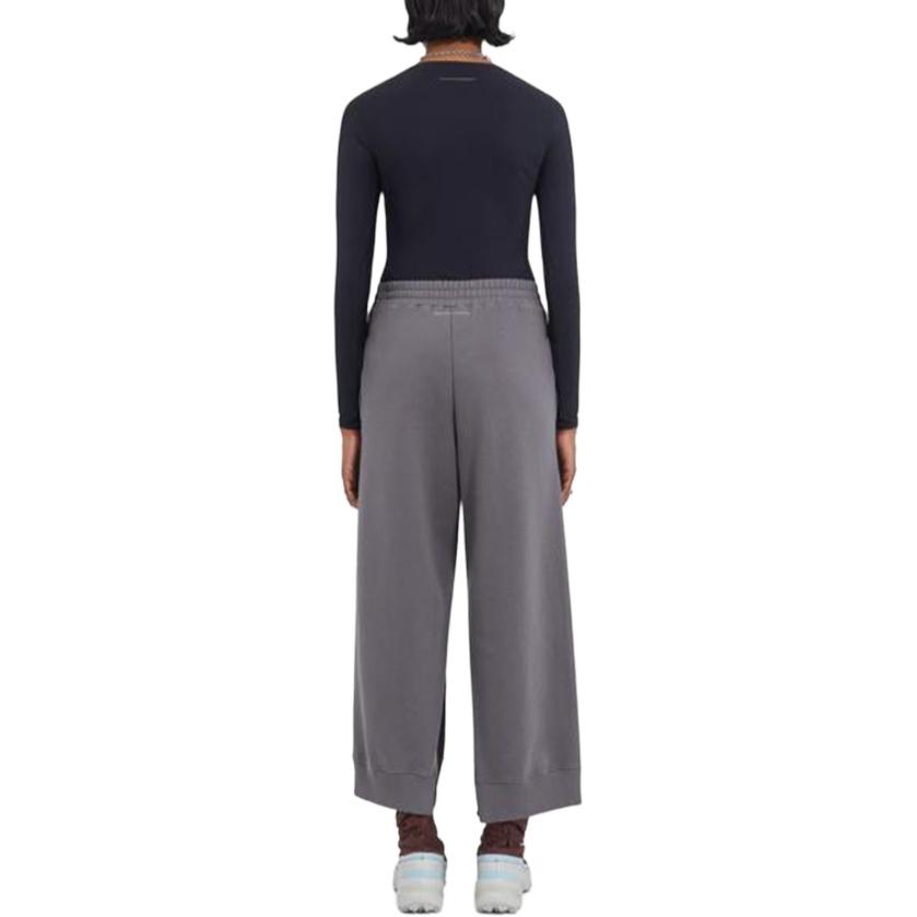 Shop (Women) MM6 Maison Margiela FW24  Grey Logo Print Straight-Leg Casual Pants S52KA0505S25606-860