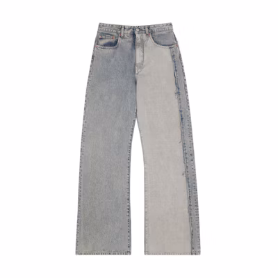 (Women) MM6 Maison Margiela FW24 Loose Wide-Leg Zip Denim Jeans Light Blue S52LA0234S30844-962