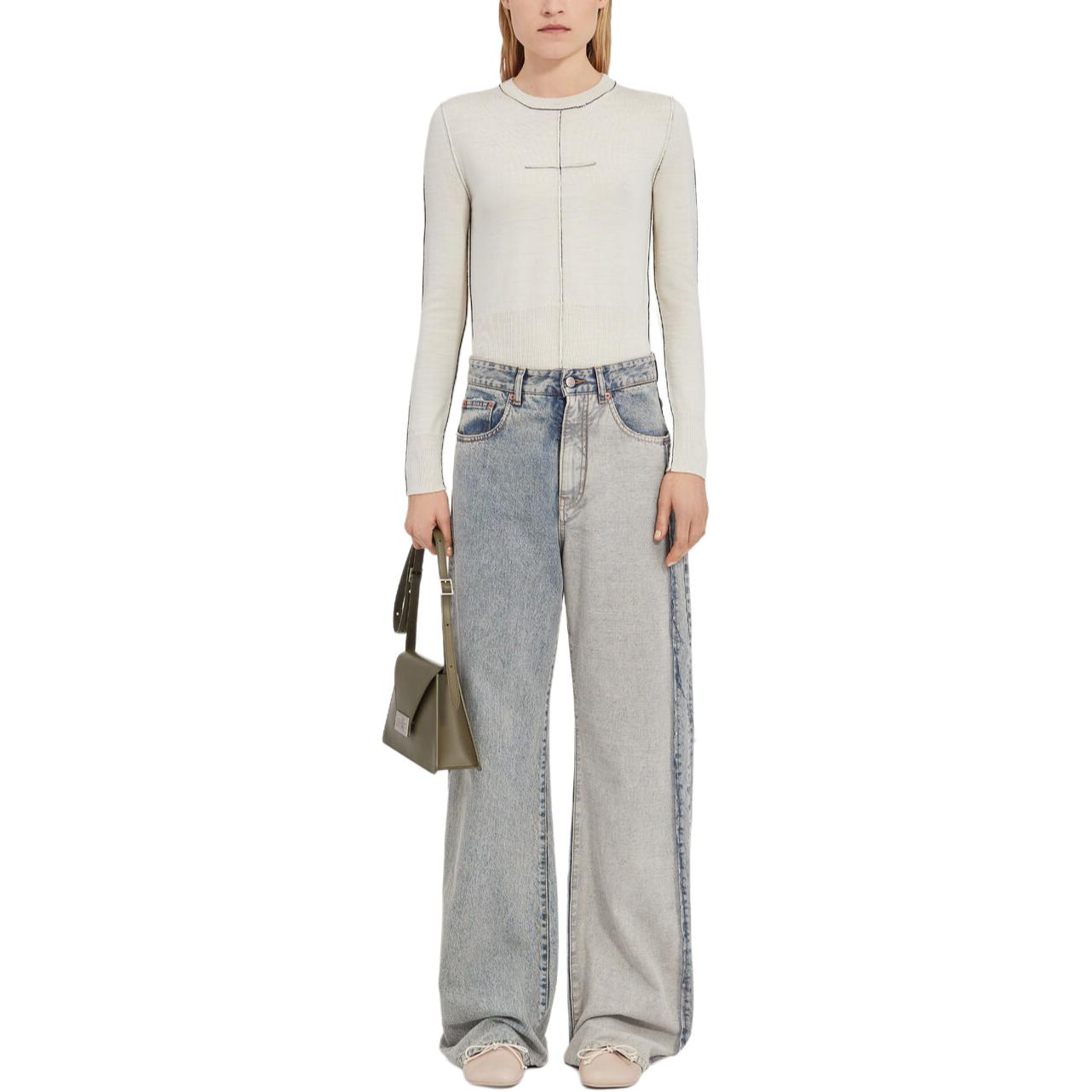 Lookbook (W) MM6 메종 마르지엘라 FW24 루즈 와이드레그 지퍼 데님 진 라이트 블루 S52LA0234S30844-962