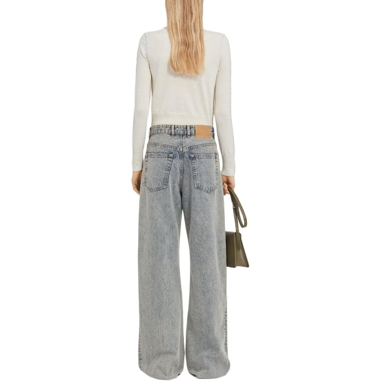 Shop (W) MM6 메종 마르지엘라 FW24 루즈 와이드레그 지퍼 데님 진 라이트 블루 S52LA0234S30844-962