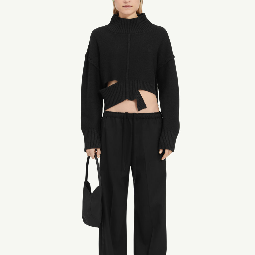 Lookbook (W) MM6 Maison Margiela FW24 寬鬆款黑色高領毛衣 S52HA0285M13044-900