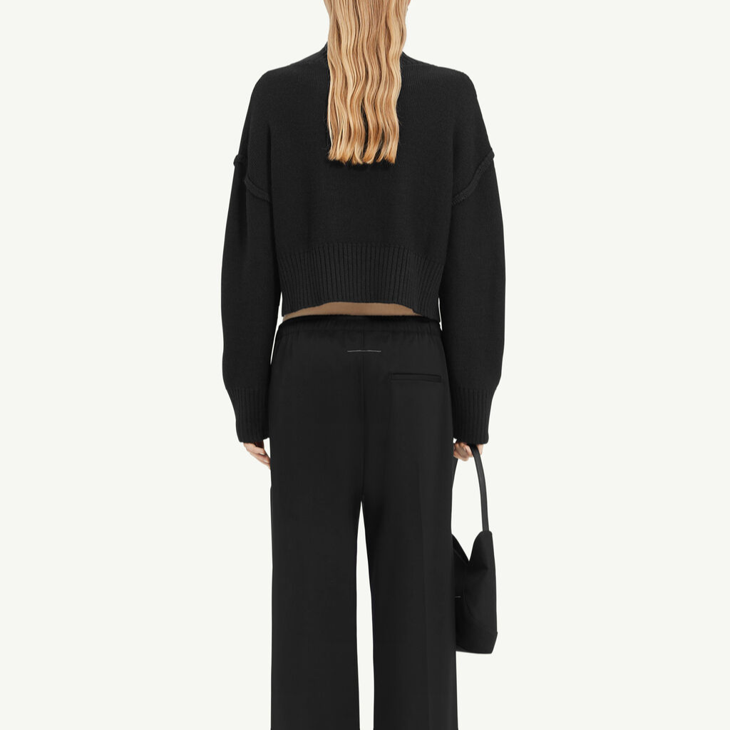 Shop (W) MM6 Maison Margiela FW24 寬鬆款黑色高領毛衣 S52HA0285M13044-900