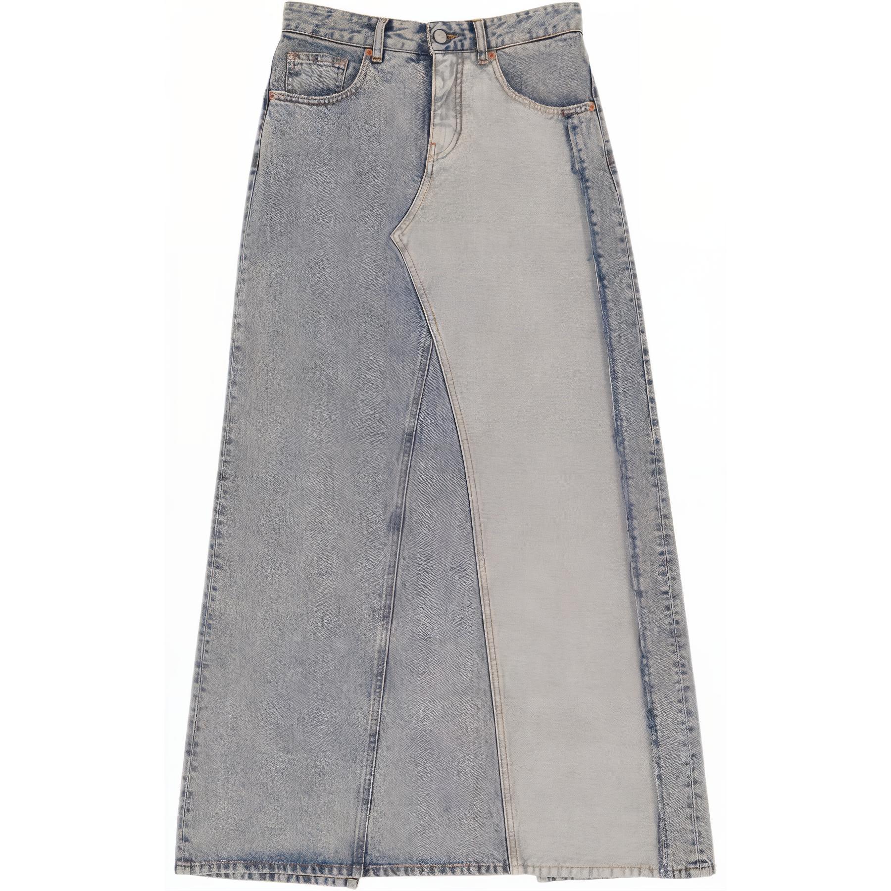(Women) MM6 Maison Margiela FW24  Two-Tone High-Waist Denim Skirt Light Blue. S52MI0014S30844-962