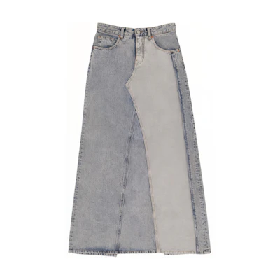 (Women) MM6 Maison Margiela FW24 Two-Tone High-Waist Denim Skirt Light Blue. S52MI0014S30844-962