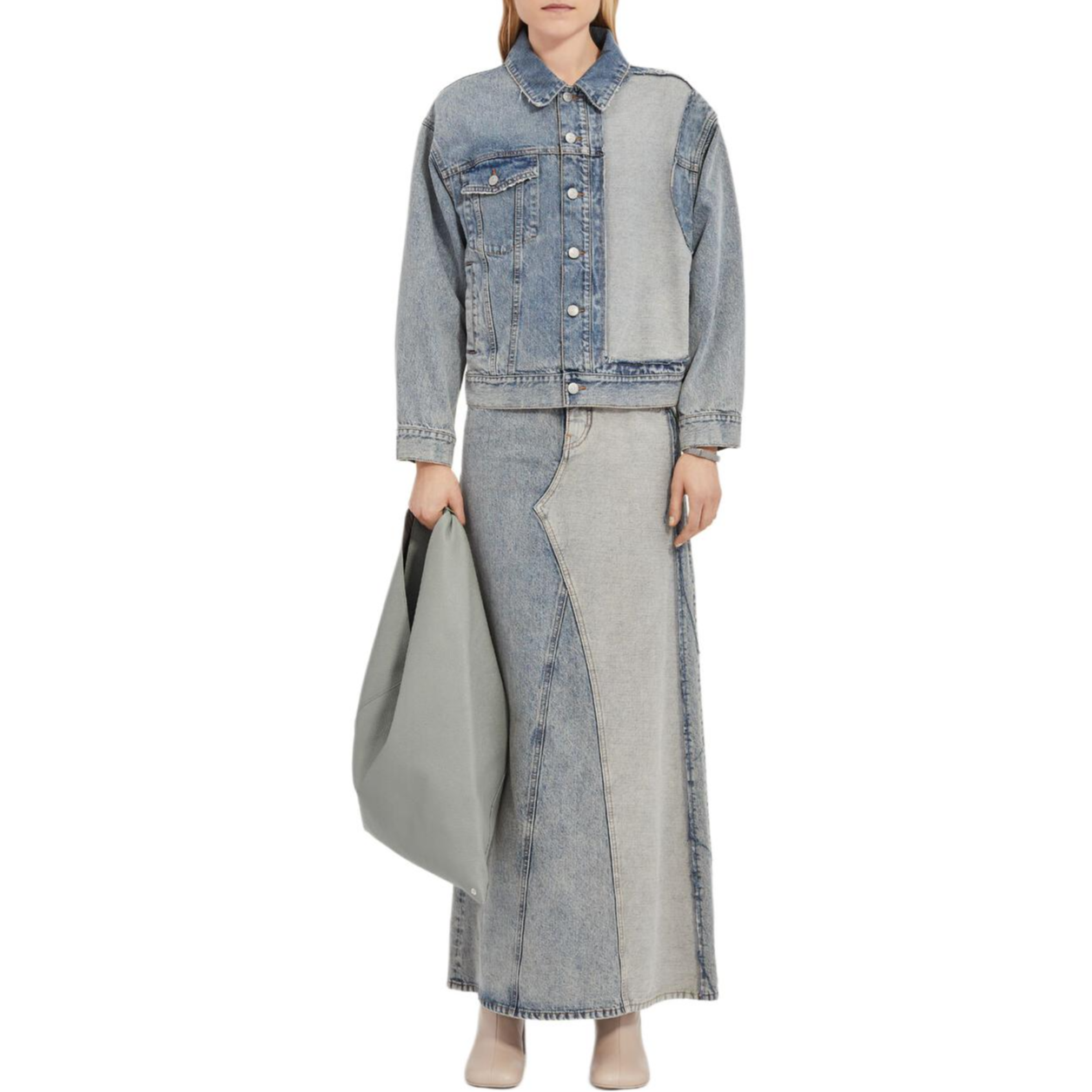 Lookbook (Women) MM6 Maison Margiela FW24  Two-Tone High-Waist Denim Skirt Light Blue. S52MI0014S30844-962