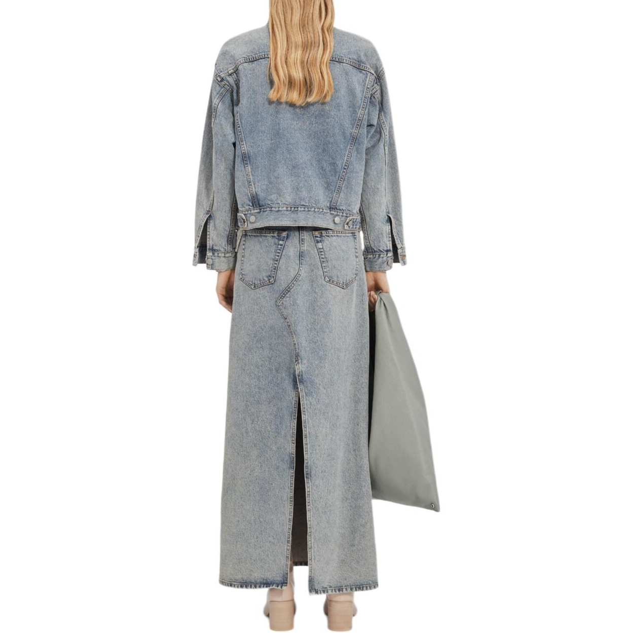 Shop (Women) MM6 Maison Margiela FW24  Two-Tone High-Waist Denim Skirt Light Blue. S52MI0014S30844-962