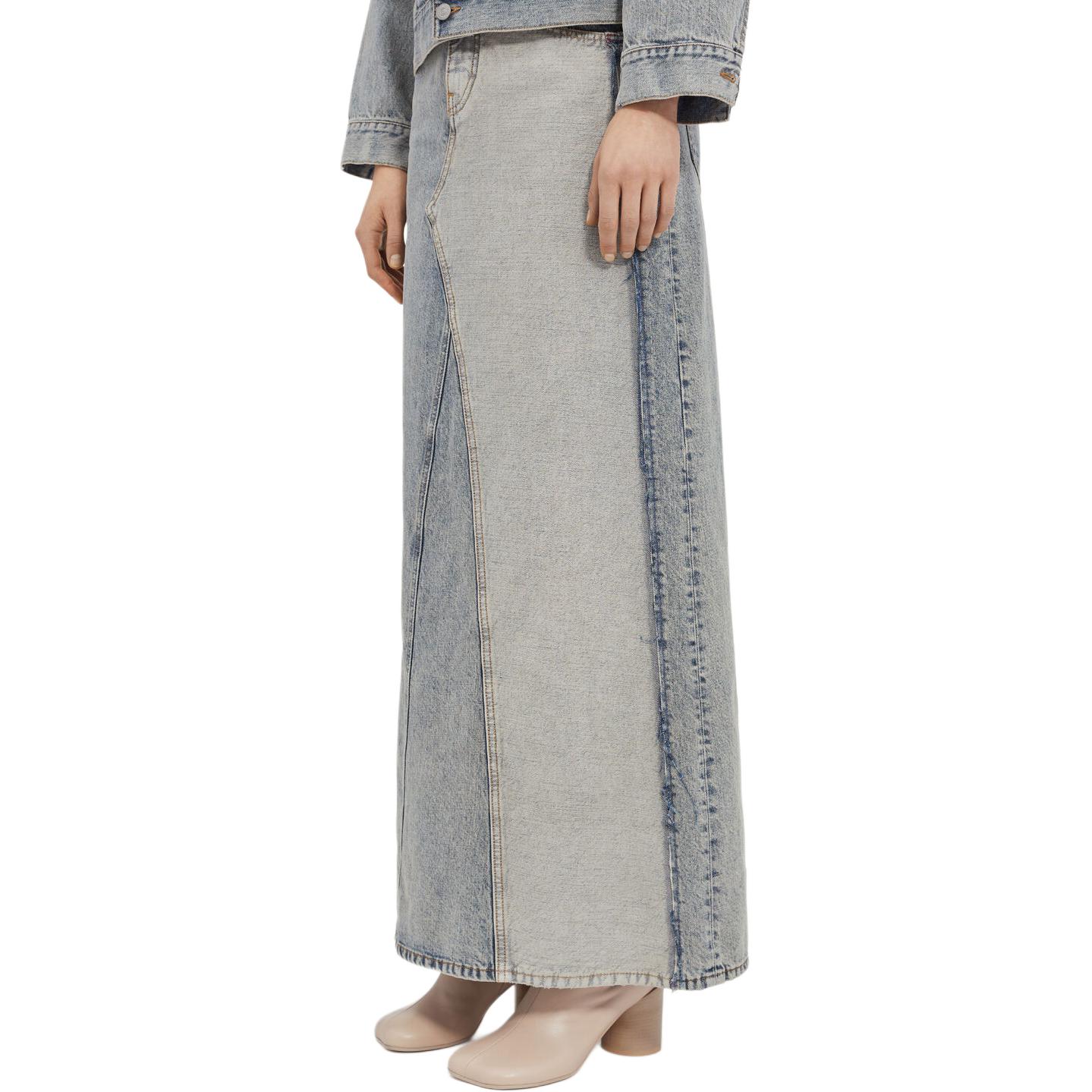 Details for (Women) MM6 Maison Margiela FW24  Two-Tone High-Waist Denim Skirt Light Blue. S52MI0014S30844-962