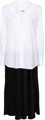 (Women) MM6 Maison Margiela FW24 V-Neck Long Sleeve Dress White/Black. S52DD0055MTN015-WHITE/BLACK Buy (Women) MM6 Maison Margiela FW24 V-Neck Long Sleeve Dress White/Black. S52DD0055MTN015-WHITE/BLACK