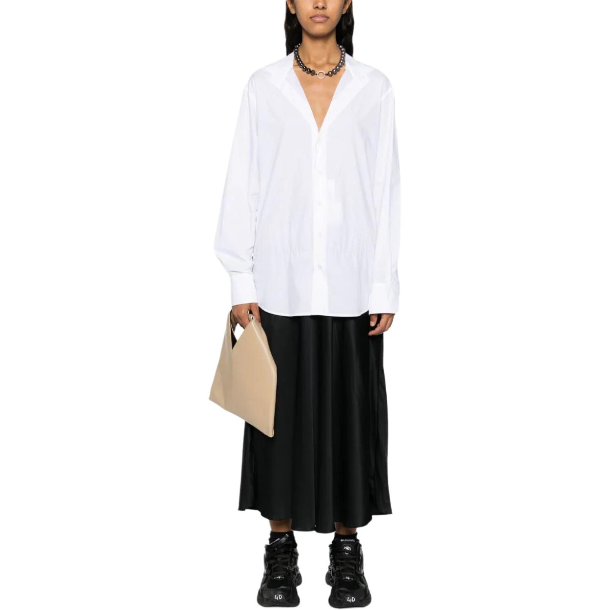 Lookbook (Women) MM6 Maison Margiela FW24  V-Neck Long Sleeve Dress White/Black. S52DD0055MTN015-WHITE/BLACK