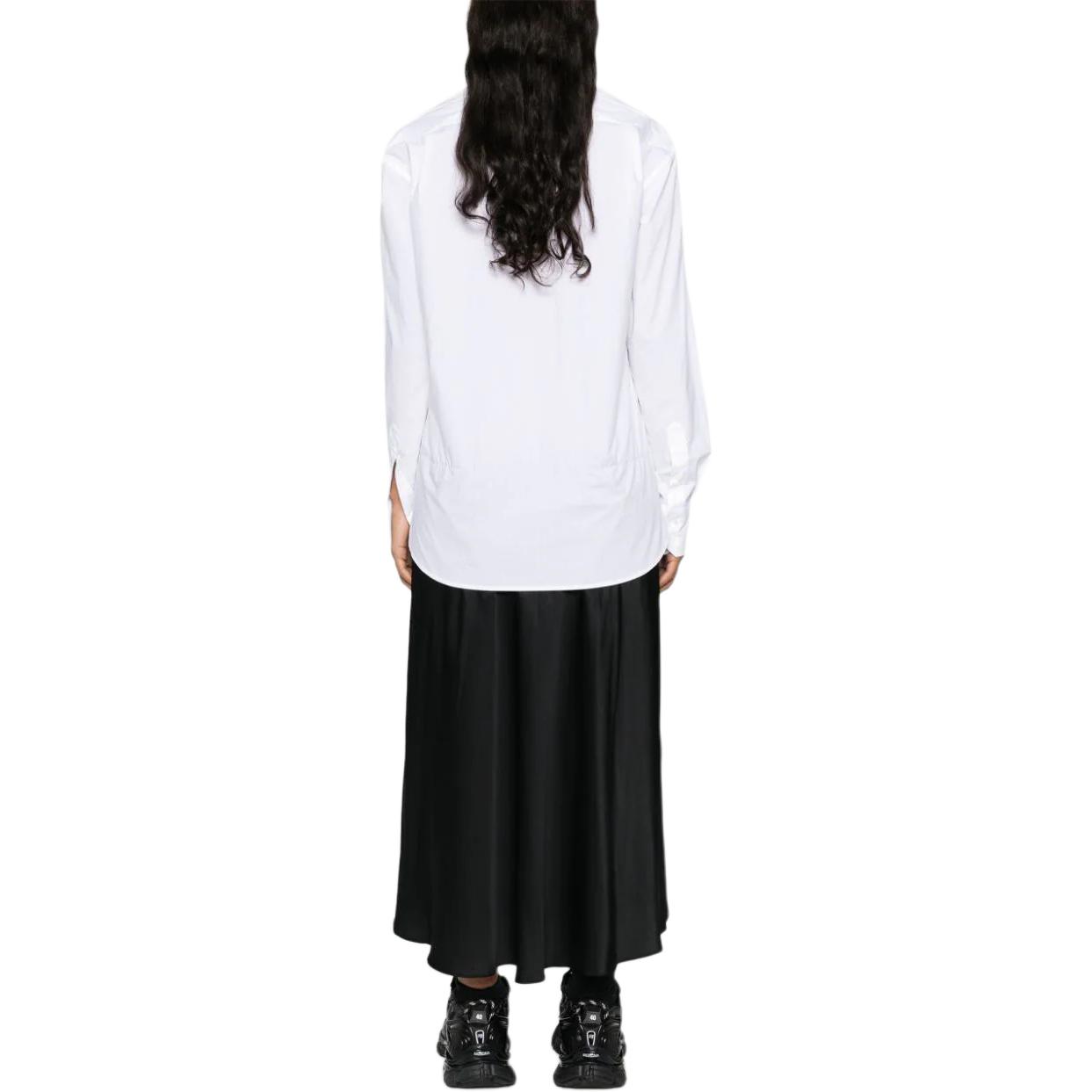 Shop (Women) MM6 Maison Margiela FW24  V-Neck Long Sleeve Dress White/Black. S52DD0055MTN015-WHITE/BLACK