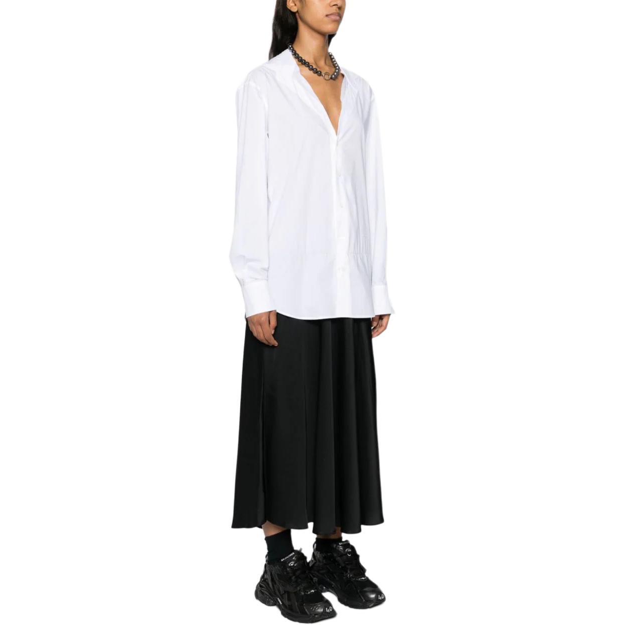Purchase (Women) MM6 Maison Margiela FW24  V-Neck Long Sleeve Dress White/Black. S52DD0055MTN015-WHITE/BLACK