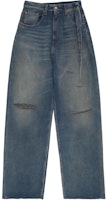 (Women) MM6 Maison Margiela FW24 Wide-Leg Washed Zipper Denim Jeans Grey Blue S52LA0245M30017994 (Women) MM6 Maison Margiela FW24 Wide-Leg Washed Zipper Denim Jeans Grey Blue S52LA0245M30017994