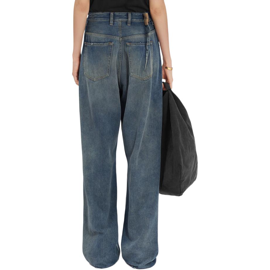 Details for (W) MM6 Maison Margiela FW24 Celana Jeans Wide-Leg Zipper Denim Abu-abu Biru. S52LA0245M30017994