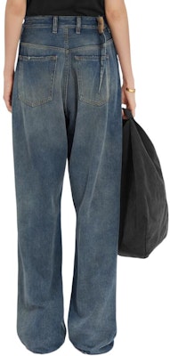 (W) MM6 Maison Margiela FW24 Celana Jeans Wide-Leg Zipper Denim Abu-abu Biru. S52LA0245M30017994 Details for (W) MM6 Maison Margiela FW24 Celana Jeans Wide-Leg Zipper Denim Abu-abu Biru. S52LA0245M30017994