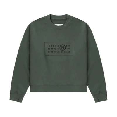 (Women) MM6 Maison Margiela FW24 Green Logo Print Oversized Crewneck Sweatshirt Women. S52GU0232M25004727-GREEN