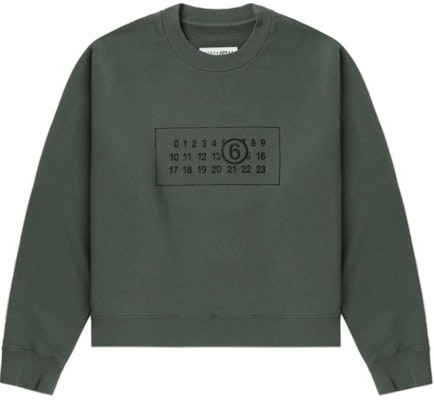 (W) MM6 메종 마르지엘라 FW24 그린 로고 프린트 오버사이즈 크루넥 스웻셔츠 여성. S52GU0232M25004727-GREEN Order (W) MM6 메종 마르지엘라 FW24 그린 로고 프린트 오버사이즈 크루넥 스웻셔츠 여성. S52GU0232M25004727-GREEN