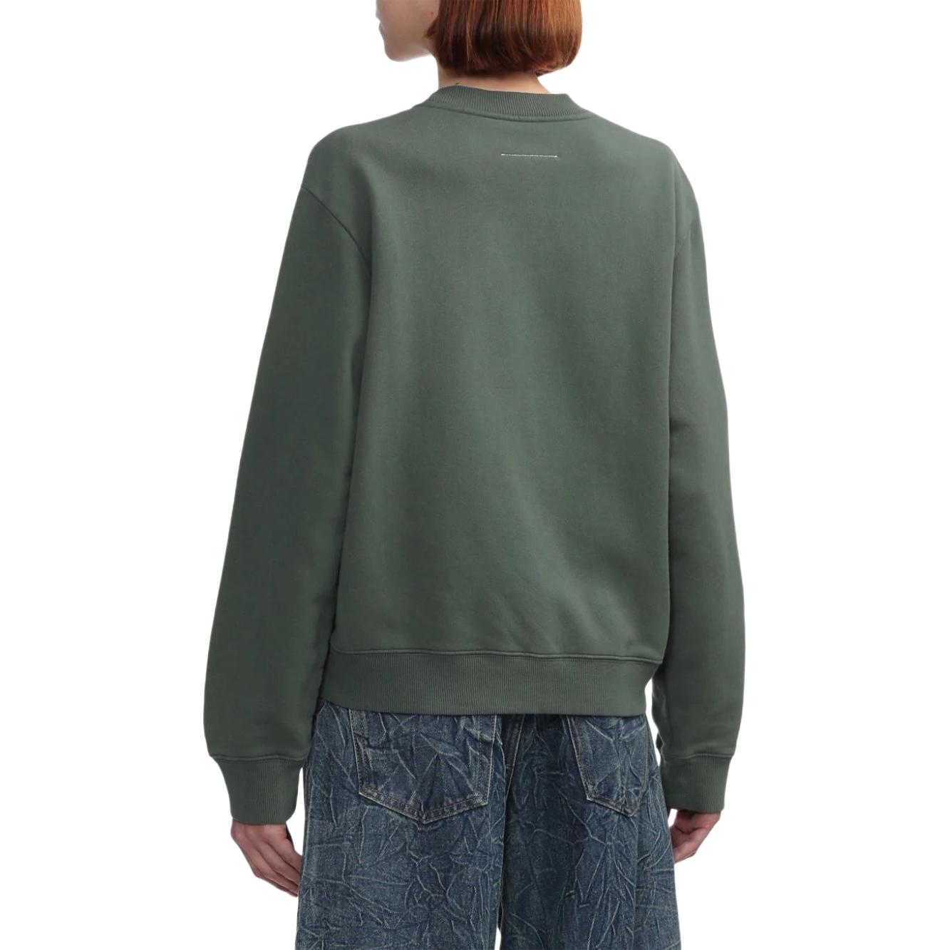 Purchase (W) MM6 메종 마르지엘라 FW24 그린 로고 프린트 오버사이즈 크루넥 스웻셔츠 여성. S52GU0232M25004727-GREEN