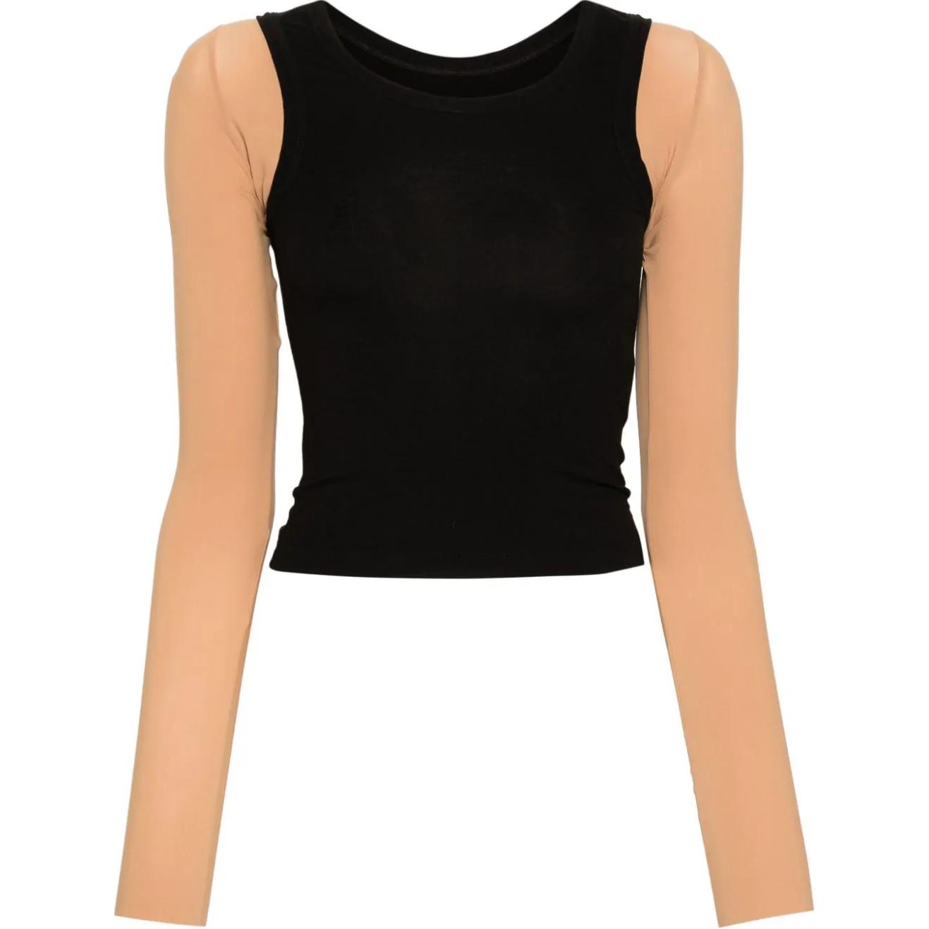 (Women) MM6 Maison Margiela FW24 Layered Digital Print Long Sleeve Tee Black Beige Women S52GC0319MTJ008-BLACK 圖 2