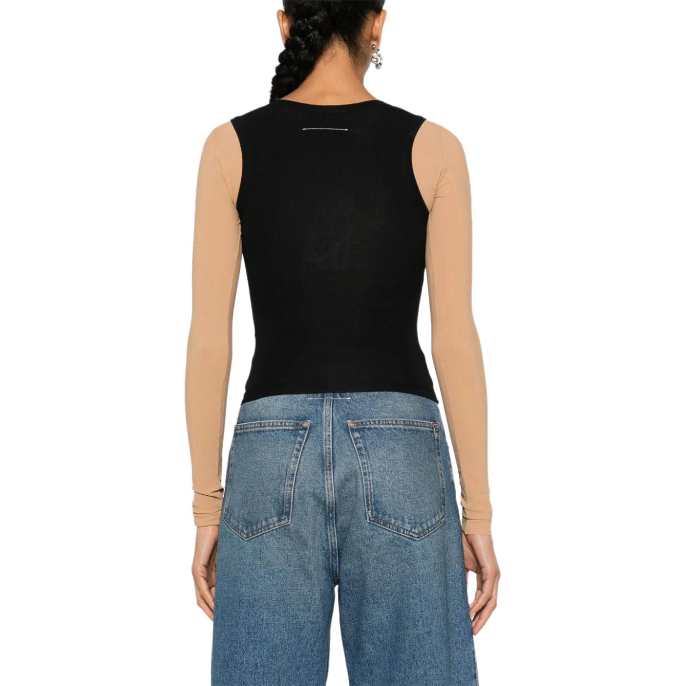 (Women) MM6 Maison Margiela FW24 Layered Digital Print Long Sleeve Tee Black Beige Women S52GC0319MTJ008-BLACK 圖 4