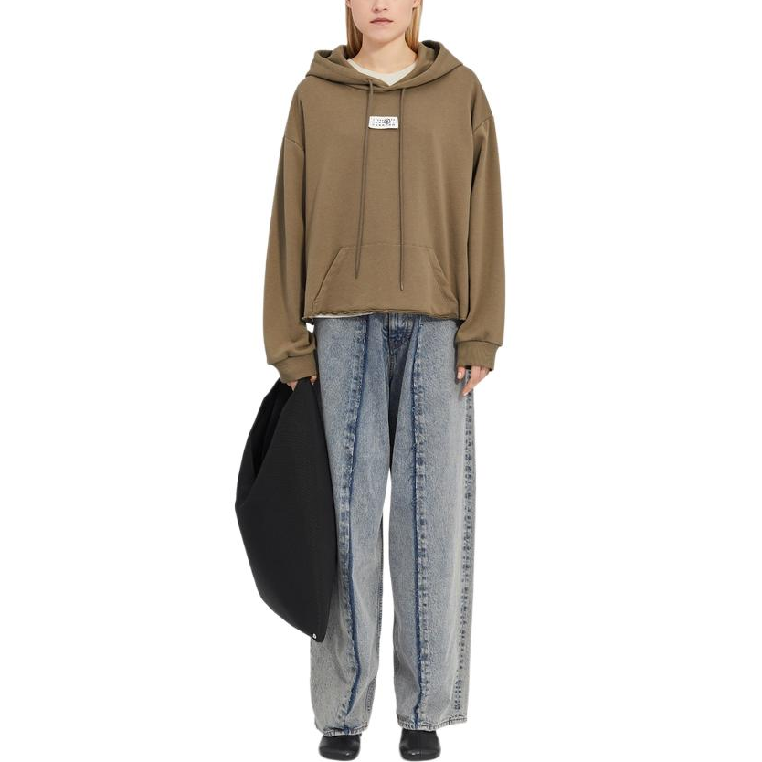 Lookbook (Women) MM6 Maison Margiela FW24 Solid Washed Label Pullover Hoodie  Bus Green. S52GU0235S25606-741