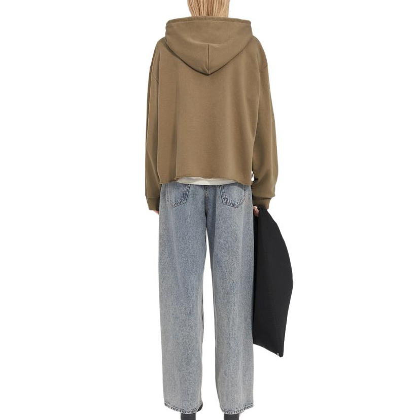 Shop (Women) MM6 Maison Margiela FW24 Solid Washed Label Pullover Hoodie  Bus Green. S52GU0235S25606-741