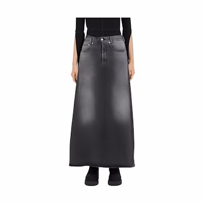 (Women) MM6 Maison Margiela Gradient Loose A-Line Denim Maxi Skirt Women Black S62MI0016M30009-859