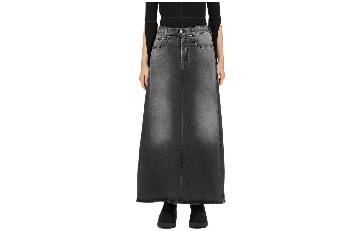 Order (Women) MM6 Maison Margiela Gradient Loose A-Line Denim Maxi Skirt Women Black S62MI0016M30009-859
