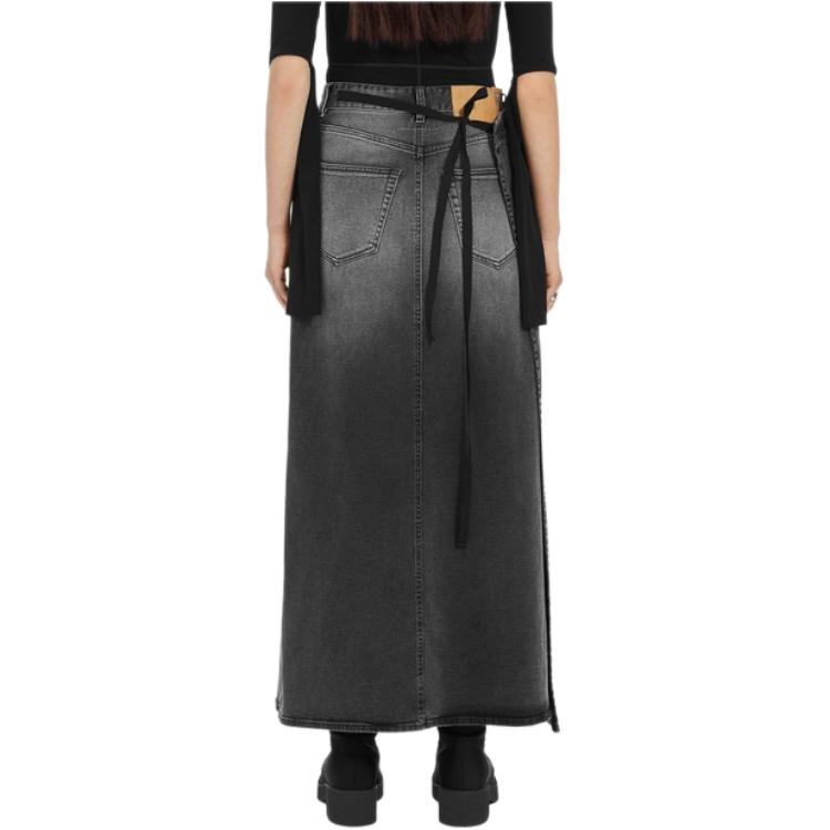Lookbook (Women) MM6 Maison Margiela Gradient Loose A-Line Denim Maxi Skirt Women Black S62MI0016M30009-859